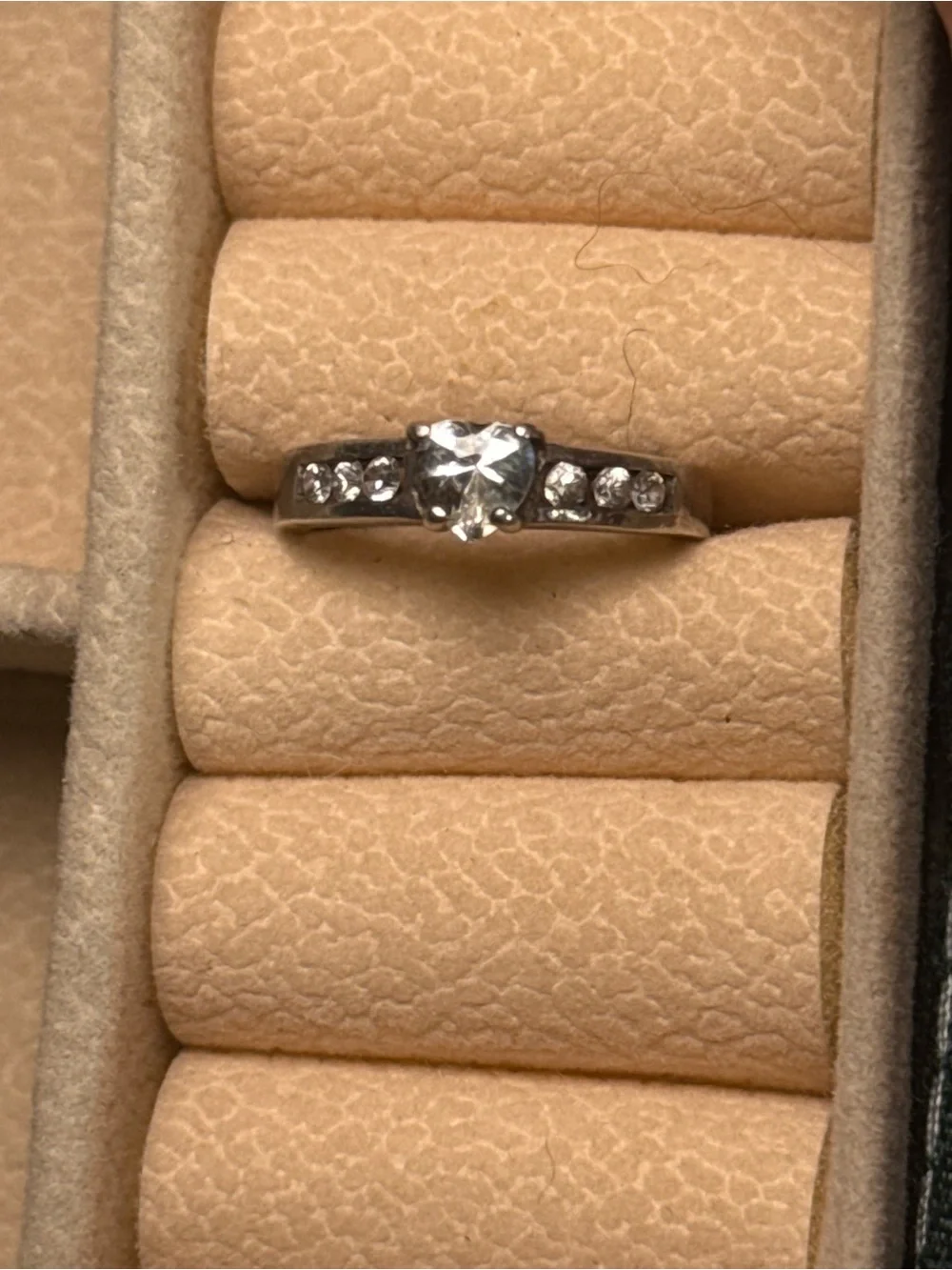 Silver 925 Glass Heart Ring Size 6